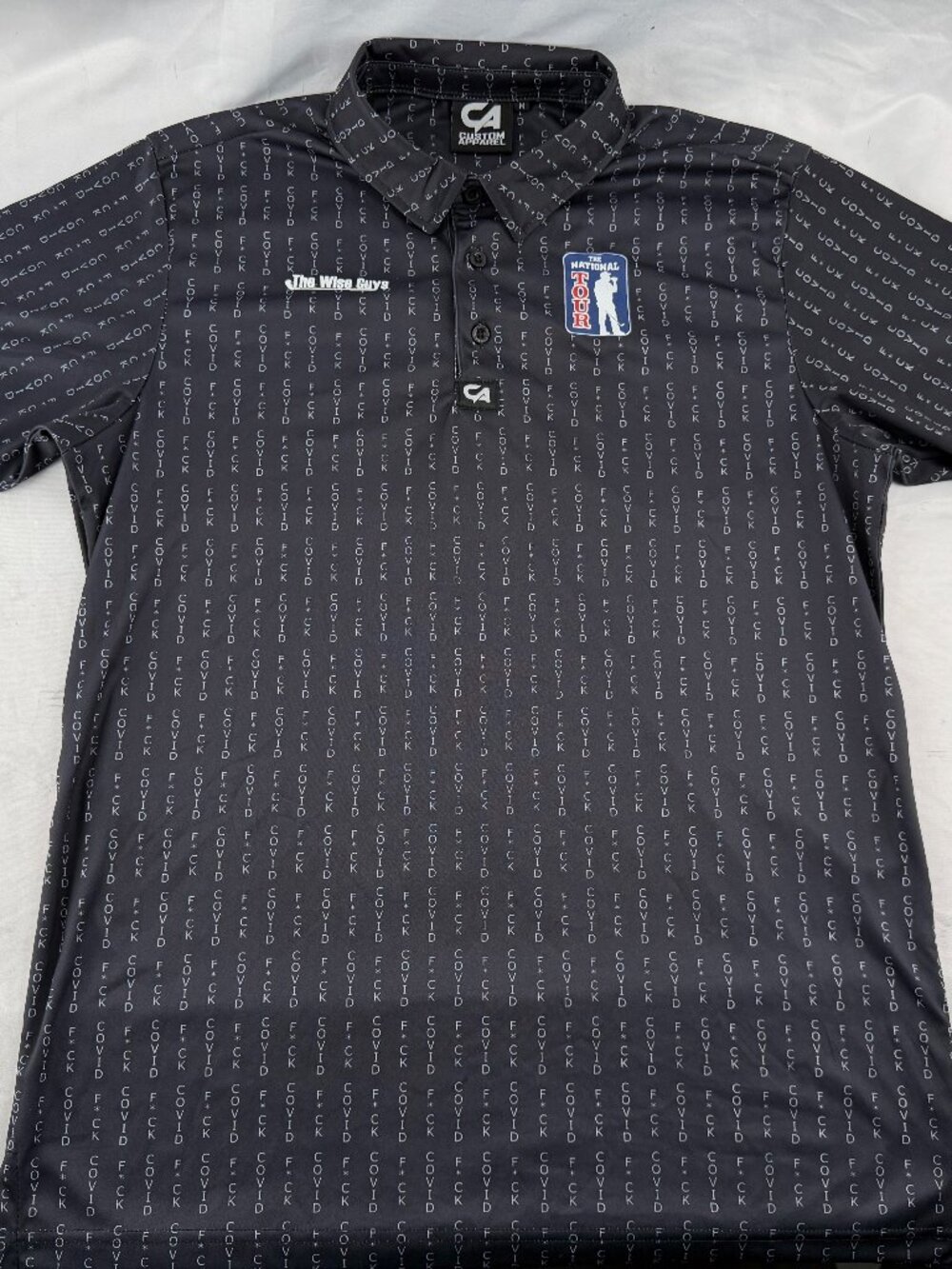 Custom Apparel Men Black Polo Golf Shirt Graphic Print The National Tour M